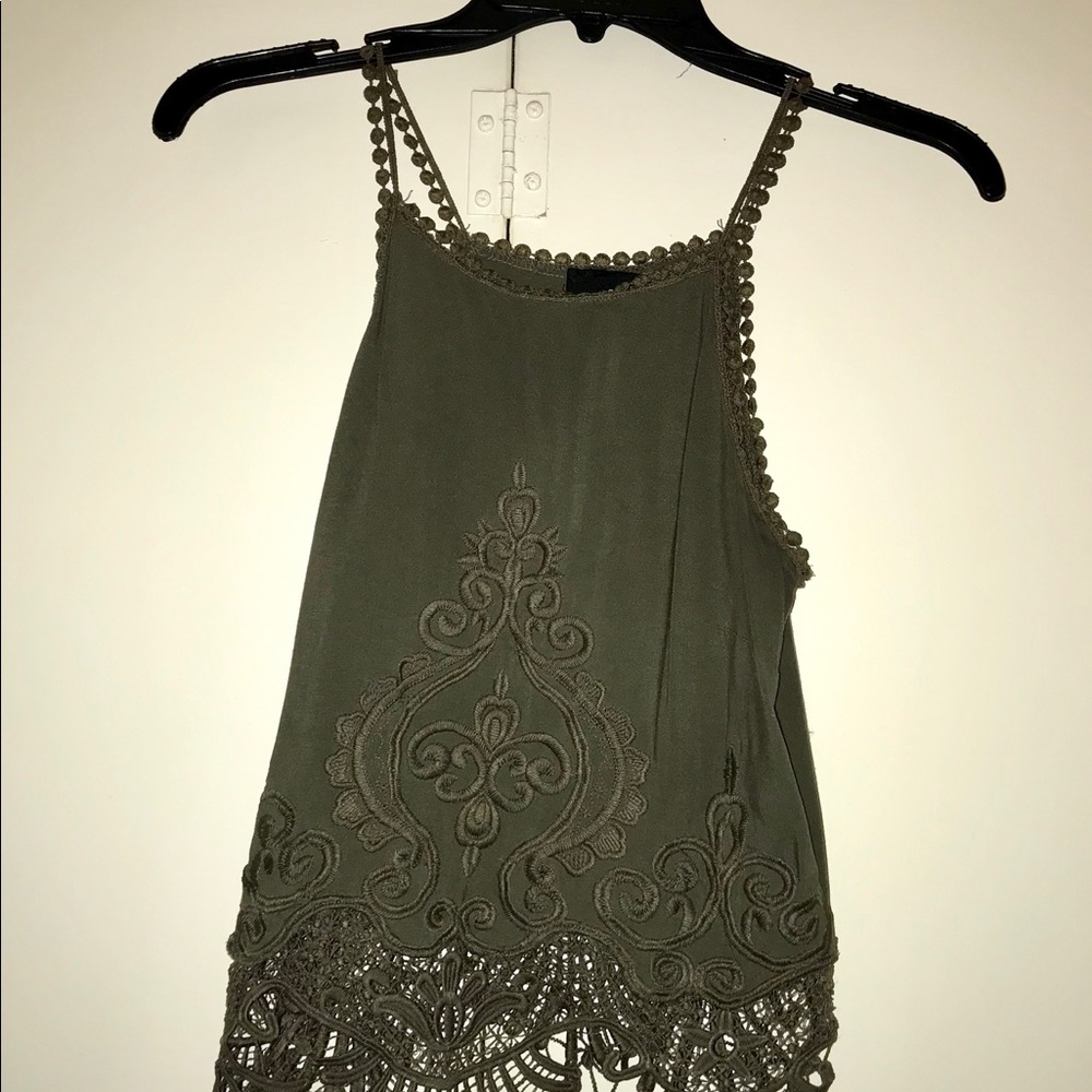 Olive Green Eyelet Tank Top